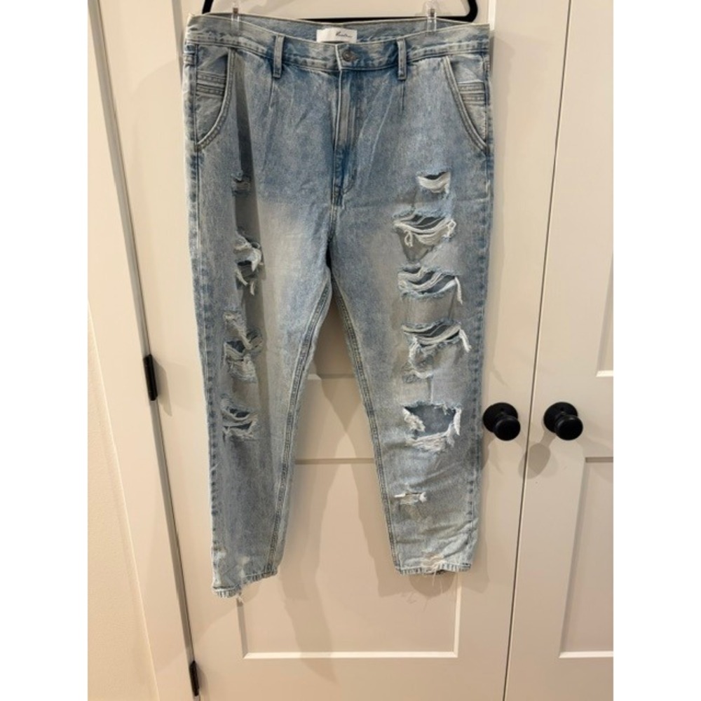 KanCan Light Wash Distressed Mom Jeans High Rise Shredded Denim KC8661L 15/31